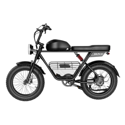 GUNAI-T Electric Bike: 1000W Geared Hub Motor, 48V 21AH Battery, 60-90KM Range, Dual Suspension, 20x4-inch Tires