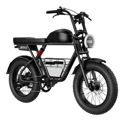 GUNAI-T Electric Bike: 1000W Geared Hub Motor, 48V 21AH Battery, 60-90KM Range, Dual Suspension, 20x4-inch Tires
