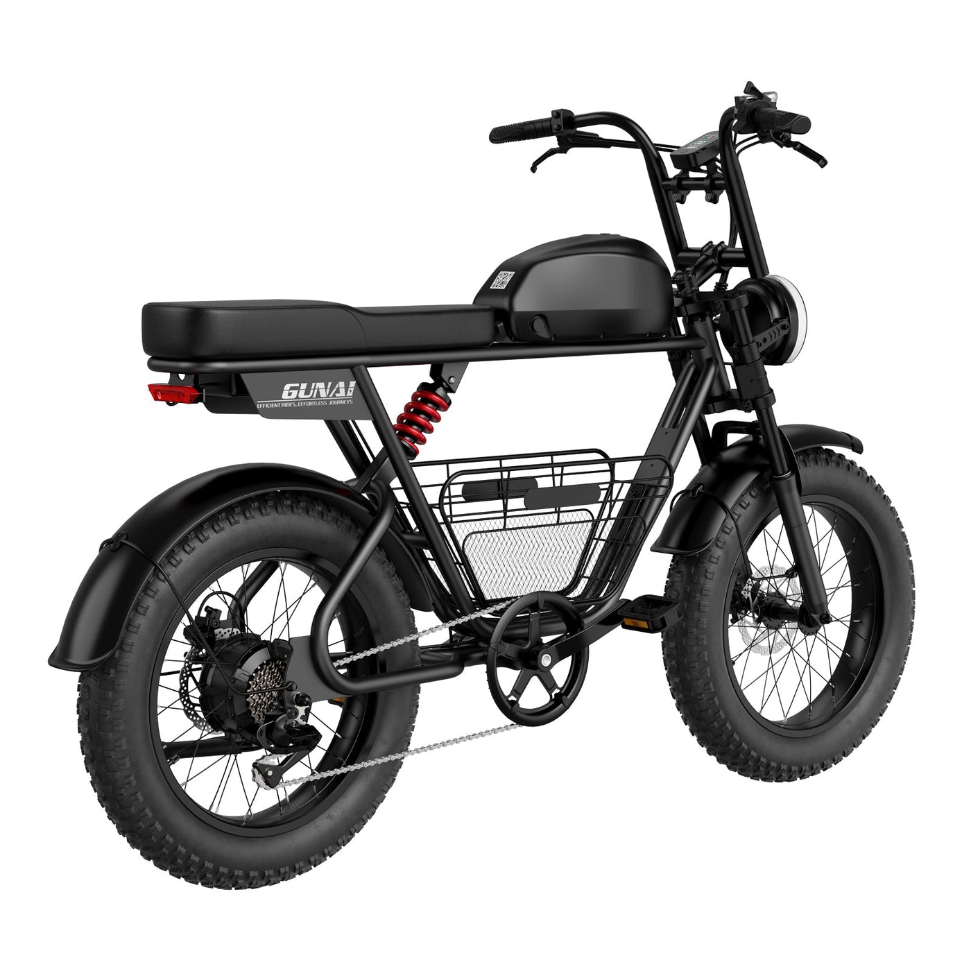 GUNAI-T Electric Bike: 1000W Geared Hub Motor, 48V 21AH Battery, 60-90KM Range, Dual Suspension, 20x4-inch Tires